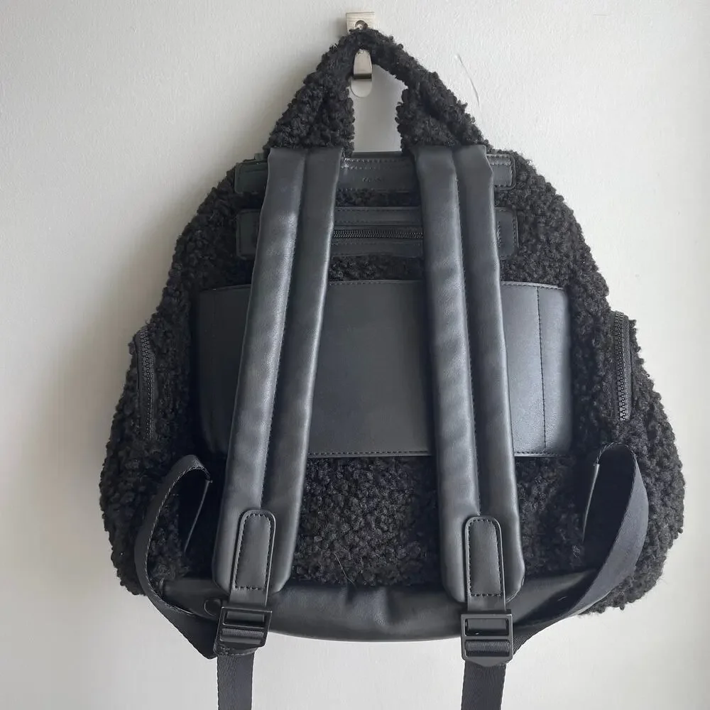 Caraa Cirrus Sherpa Backpack Travel Rucksack Teddy Fuzzy Black
